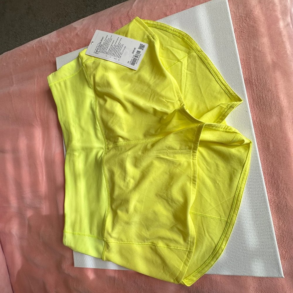 Lululemon neon yellow  high rise speed up HR short 2.5" lined.